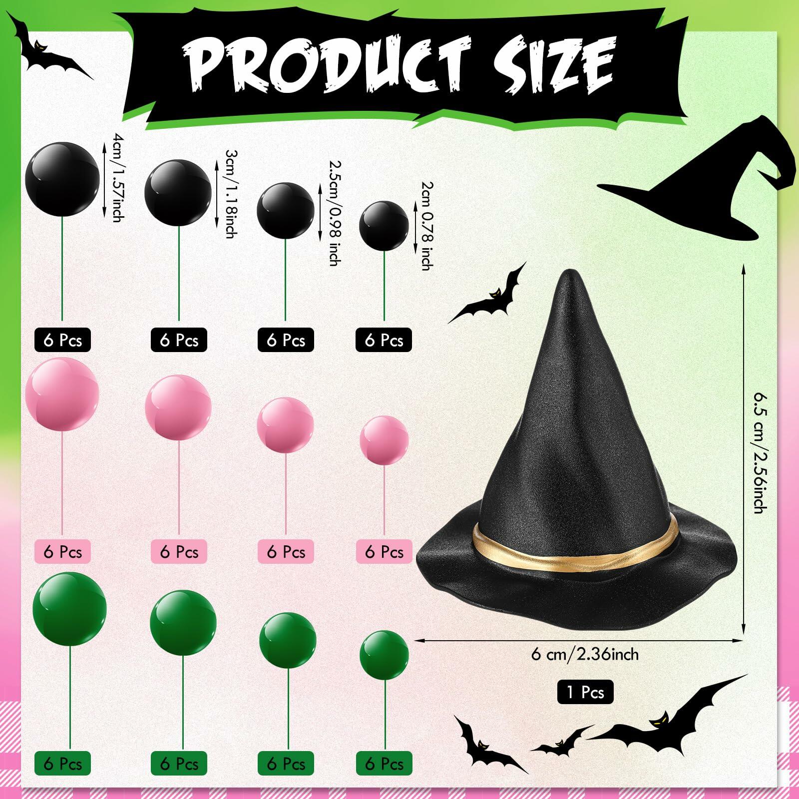 Leinuosen 97 Pcs Witch Party Supplies Pink Green Balloons Mini Toppers Black Hat