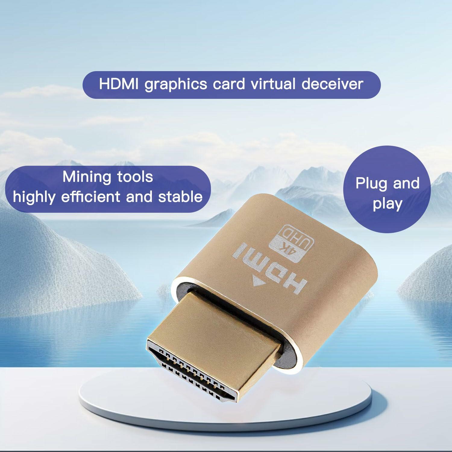 ECKDZMY 4K HDMI Dummy Plug Virtual Monitor Emulator 4096x2160@60Hz Black 1pc