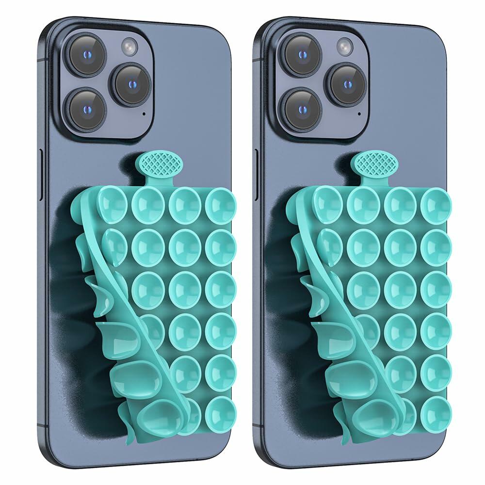 ZZGX 2PCS Silicone Suction Cup Phone Mount Holder Turquoise Double Sided
