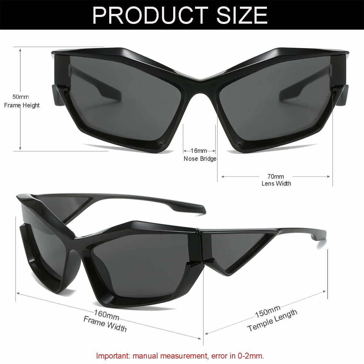 NIDOVIX Wrap Around Cat Eye Sunglasses UV400 Black/Grey Womens