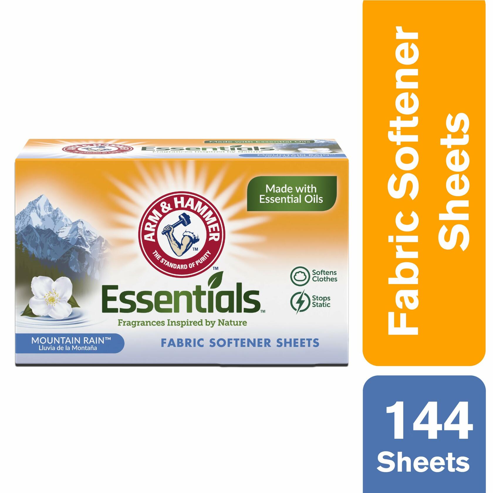 ARM & HAMMER Fabric Softener Sheets Mountain Rain Scent 144ct White