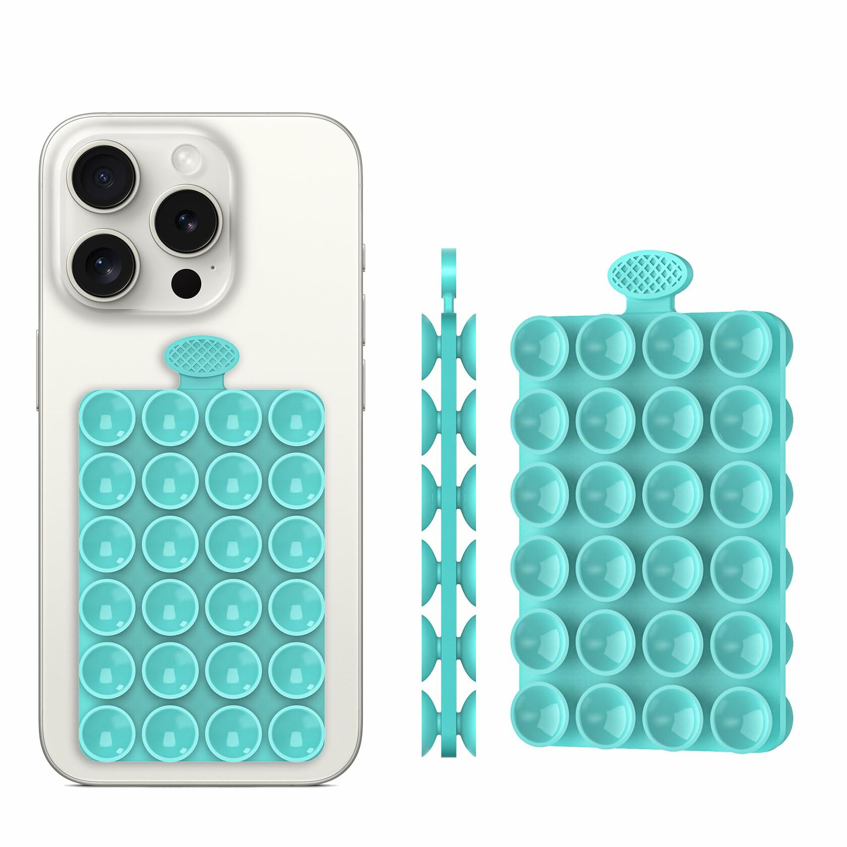 ZZGX 2PCS Silicone Suction Cup Phone Mount Holder Turquoise Double Sided