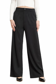 Bamans Wide Leg Dress Pants High Elastic Waist Curvy Women Black Size S
