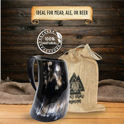 ZAHANAARA Horn Beer Mug Viking Rustic Ox 20oz Handmade Drinking Cup