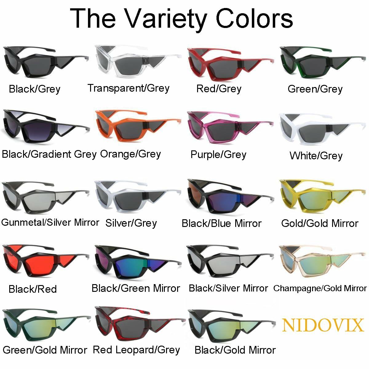NIDOVIX Wrap Around Cat Eye Sunglasses UV400 Black/Grey Womens