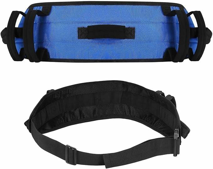 Rhino Valley Gait Belt 7 Handles 59" Anti-Slip Quick Release Blue Black