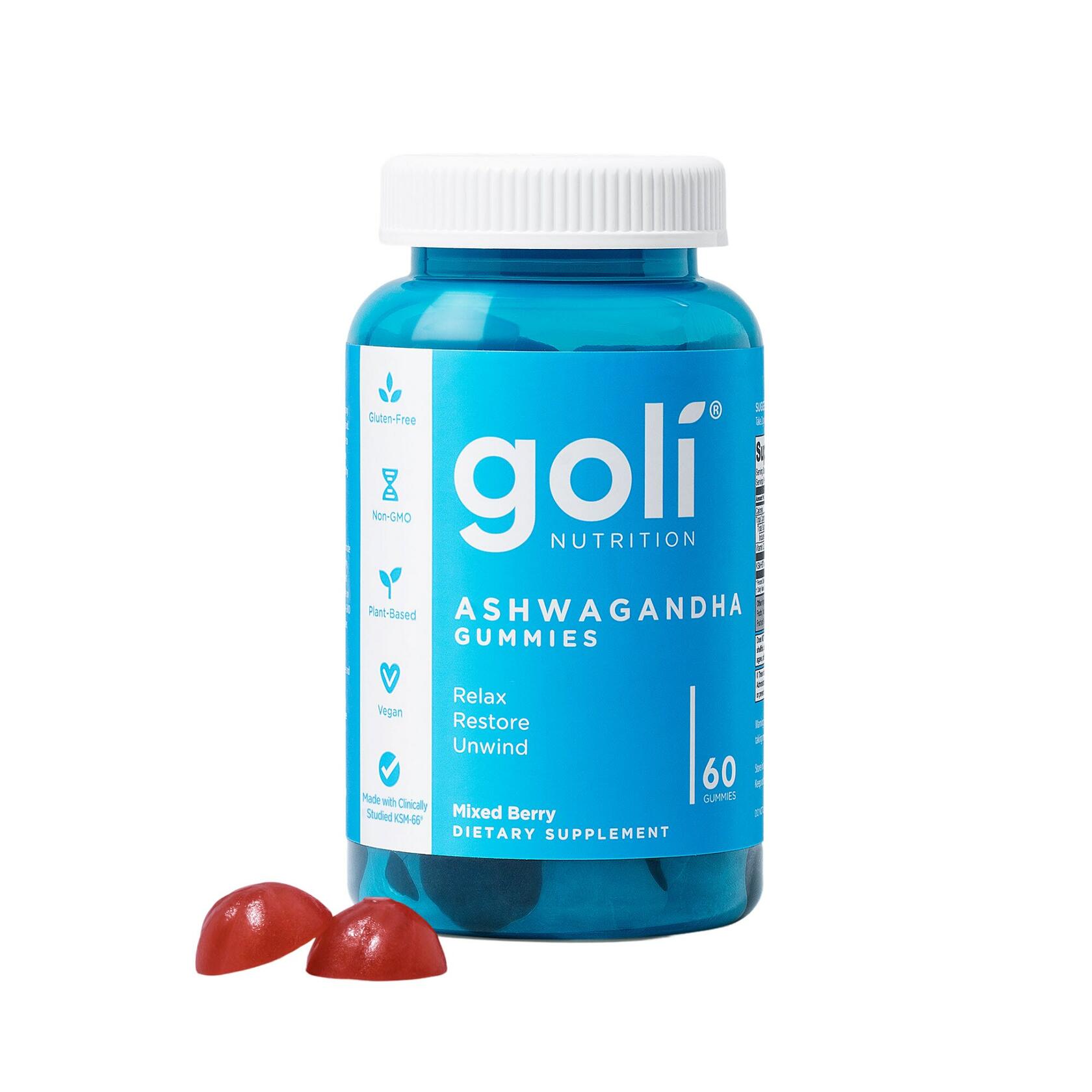 BestBy10/26 Goli Nutrition Ashwagandha Gummies Mixed Berry Flavor 60 Count