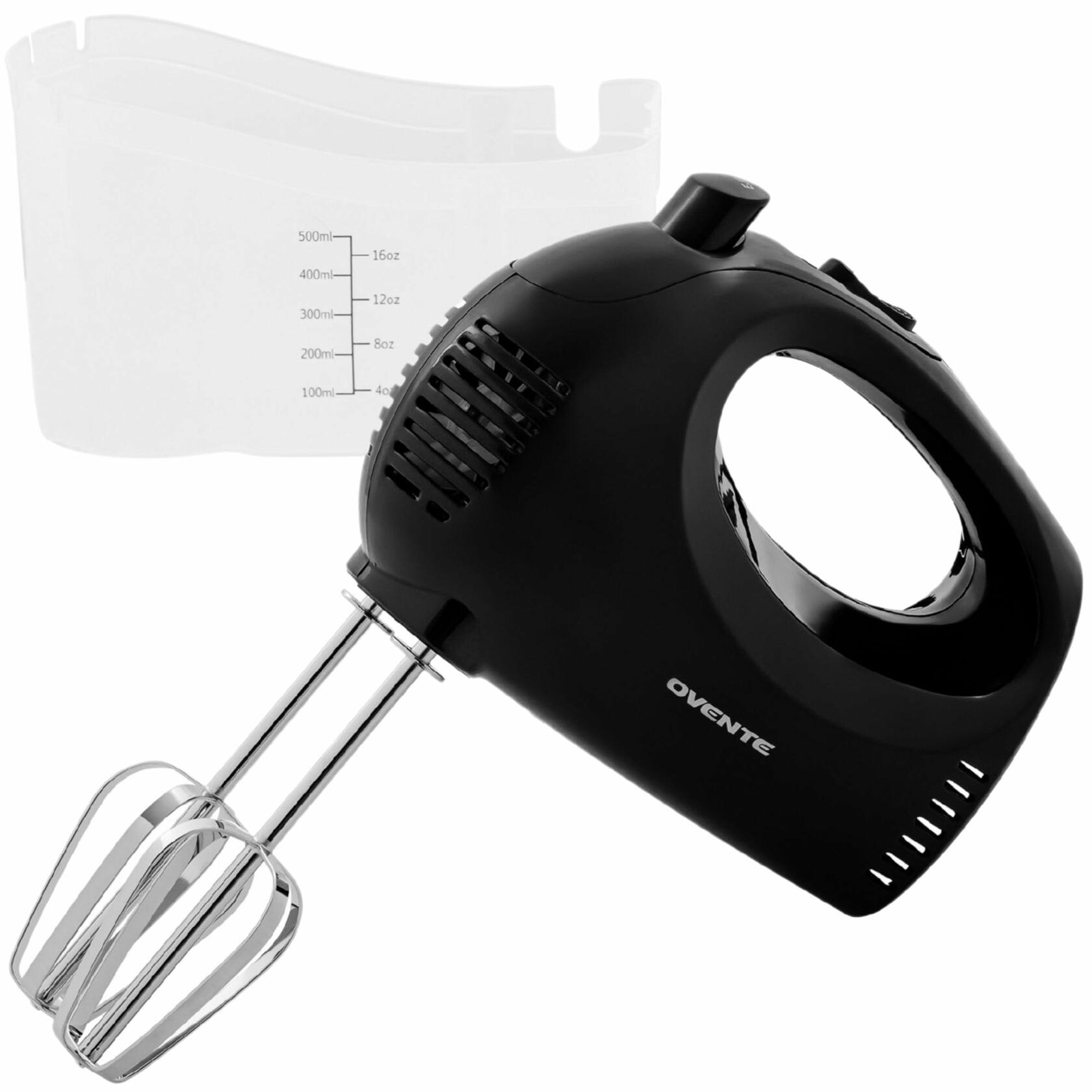 OVENTE 5-Speed Corded Electric Hand Mixer 150W Stainless Steel Whisks Black