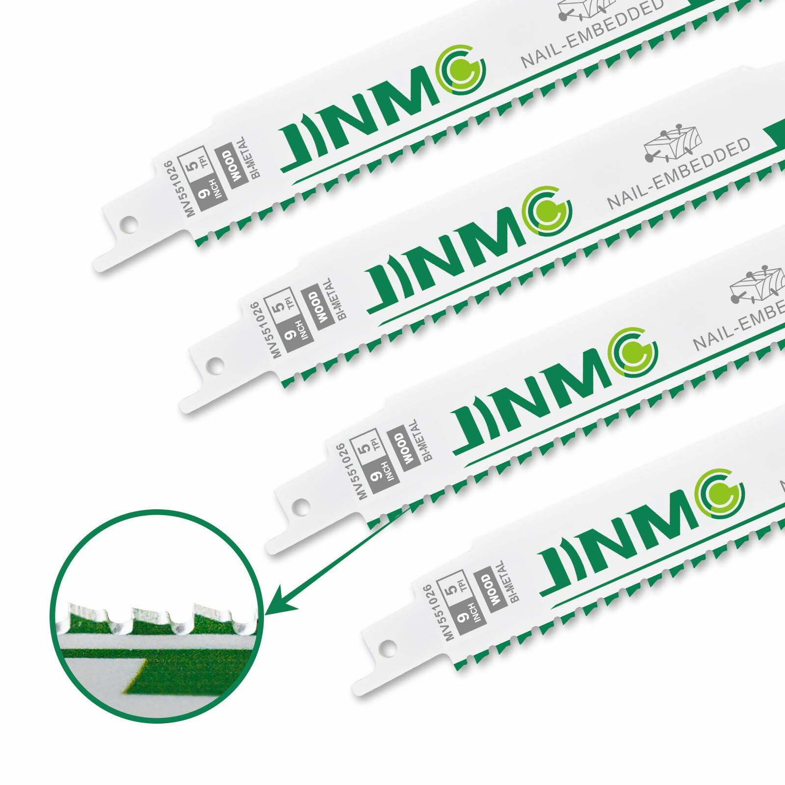 jinmg 9in 5TPI M42 Bi-Metal Reciprocating Saw Blades Green 9 Pack