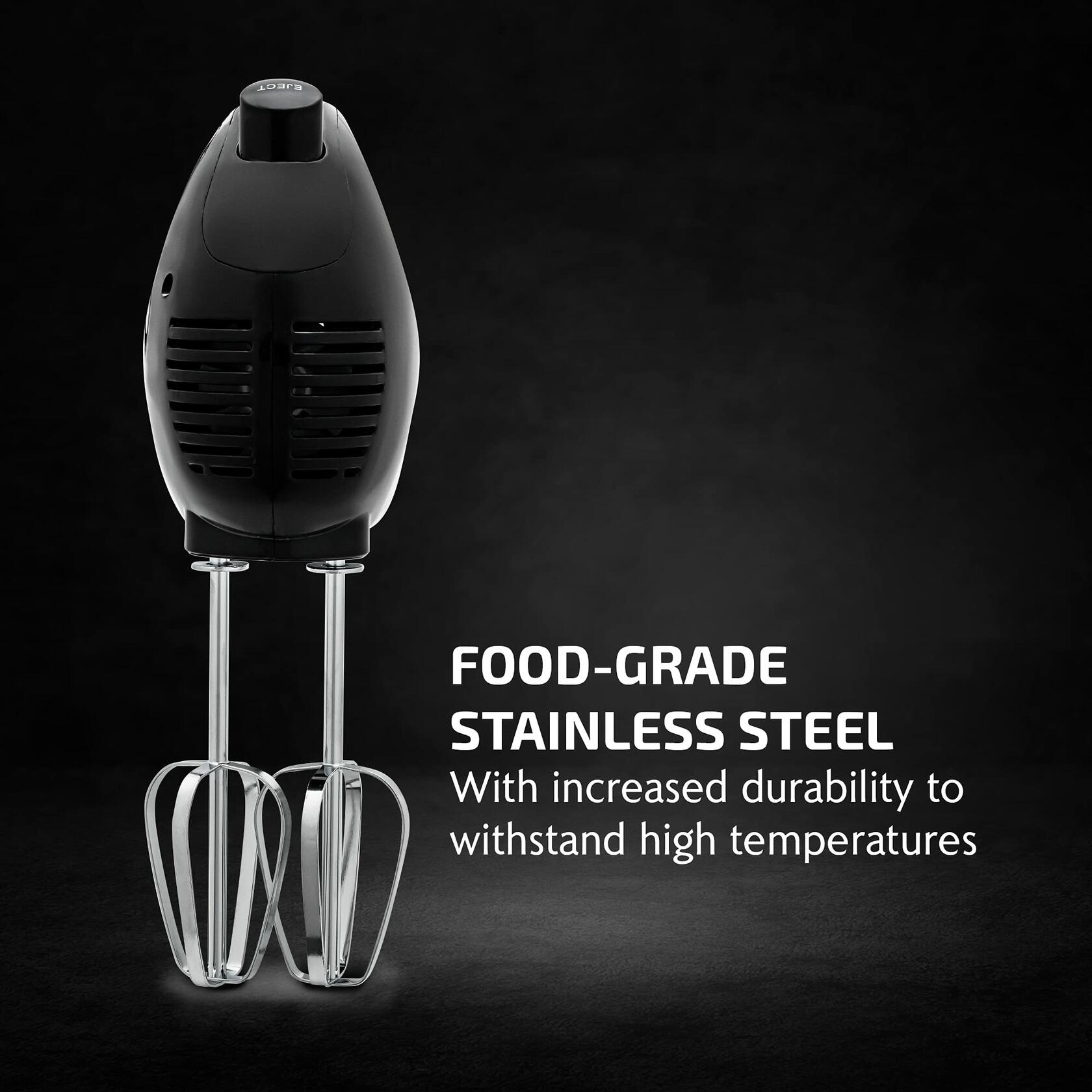 OVENTE 5-Speed Corded Electric Hand Mixer 150W Stainless Steel Whisks Black