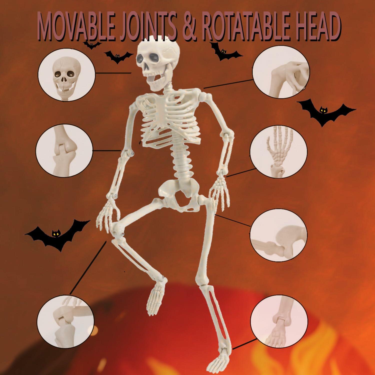 GONOSEED 5PCS 16in Posable Halloween Skeletons Hanging Decor Plastic