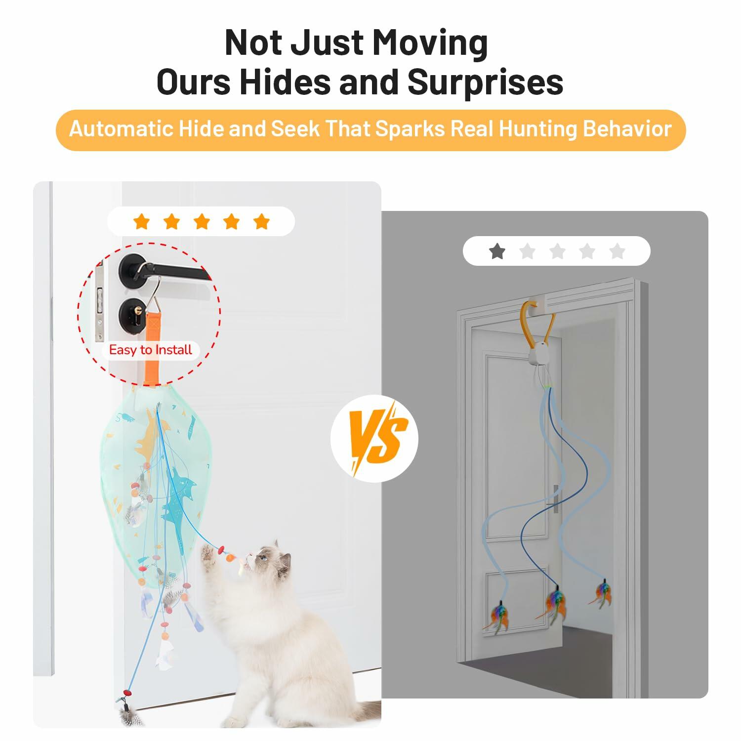 Zenjo Rechargeable Automatic Cat Feather Teaser Toy Motion Activated Color