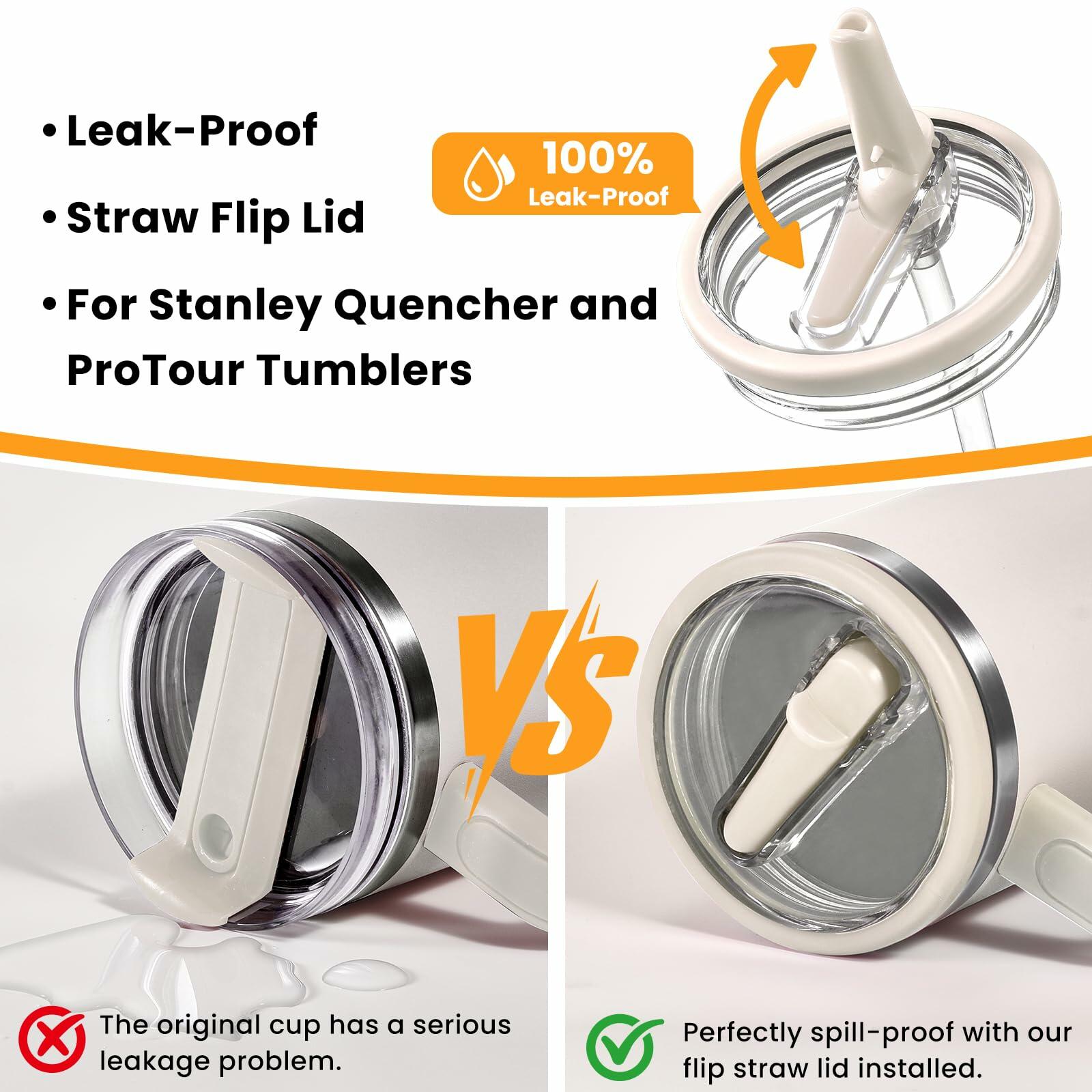 ANTAND 40oz Flip Straw Leak Proof Lid Stanley H2.0 Quencher 2 Pack Beige Matcha