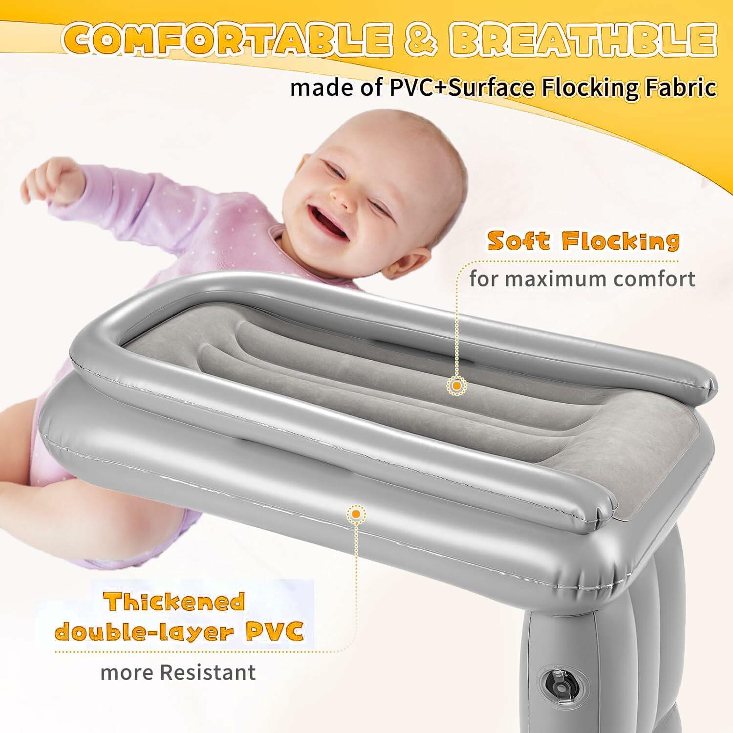 Maigandamai Inflatable Toddler Airplane Bed Travel Bed Grey 30.7x20.9x23.6"