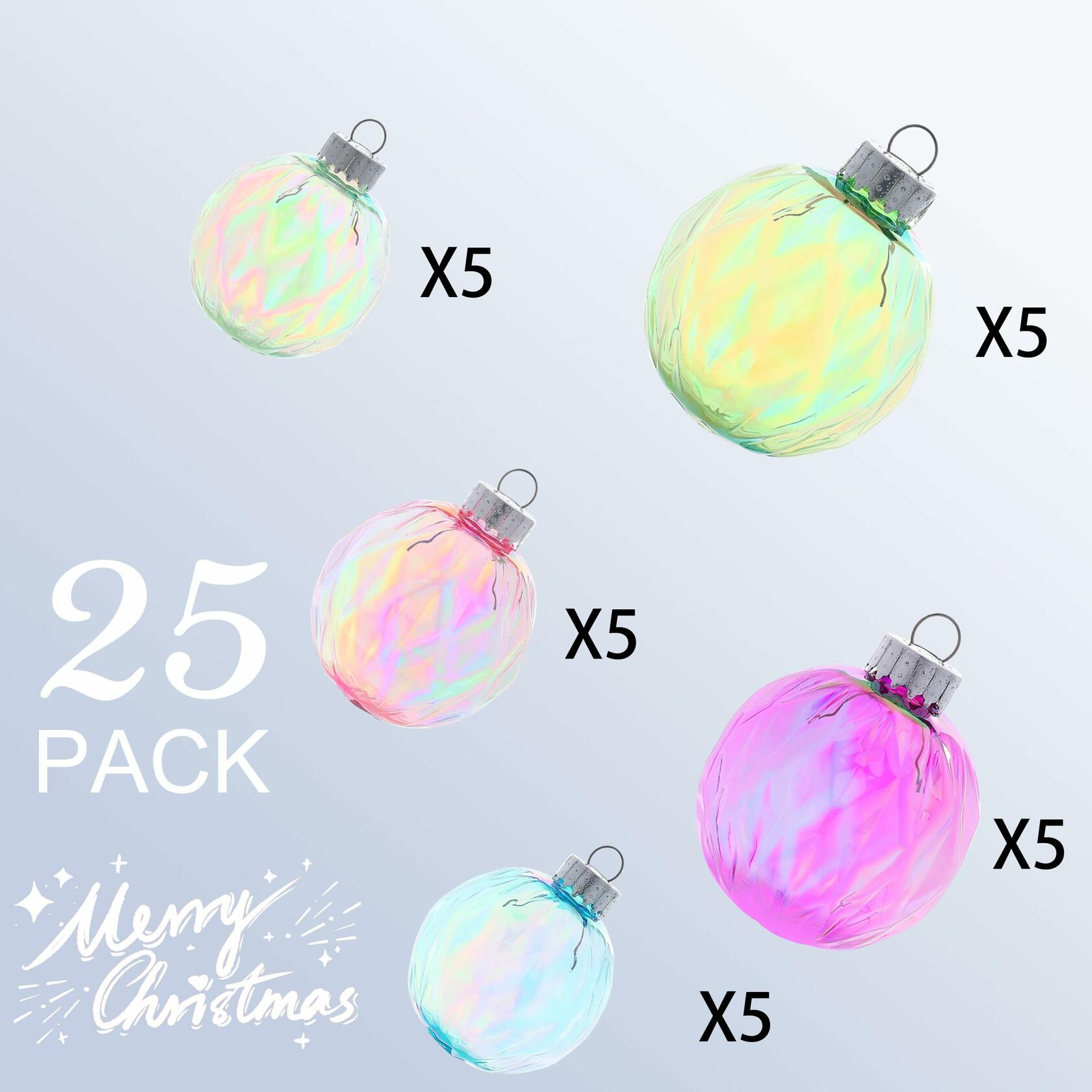 MOONET 25Pcs 2.64in Shatterproof Colored Christmas Decoration Balls Style-2