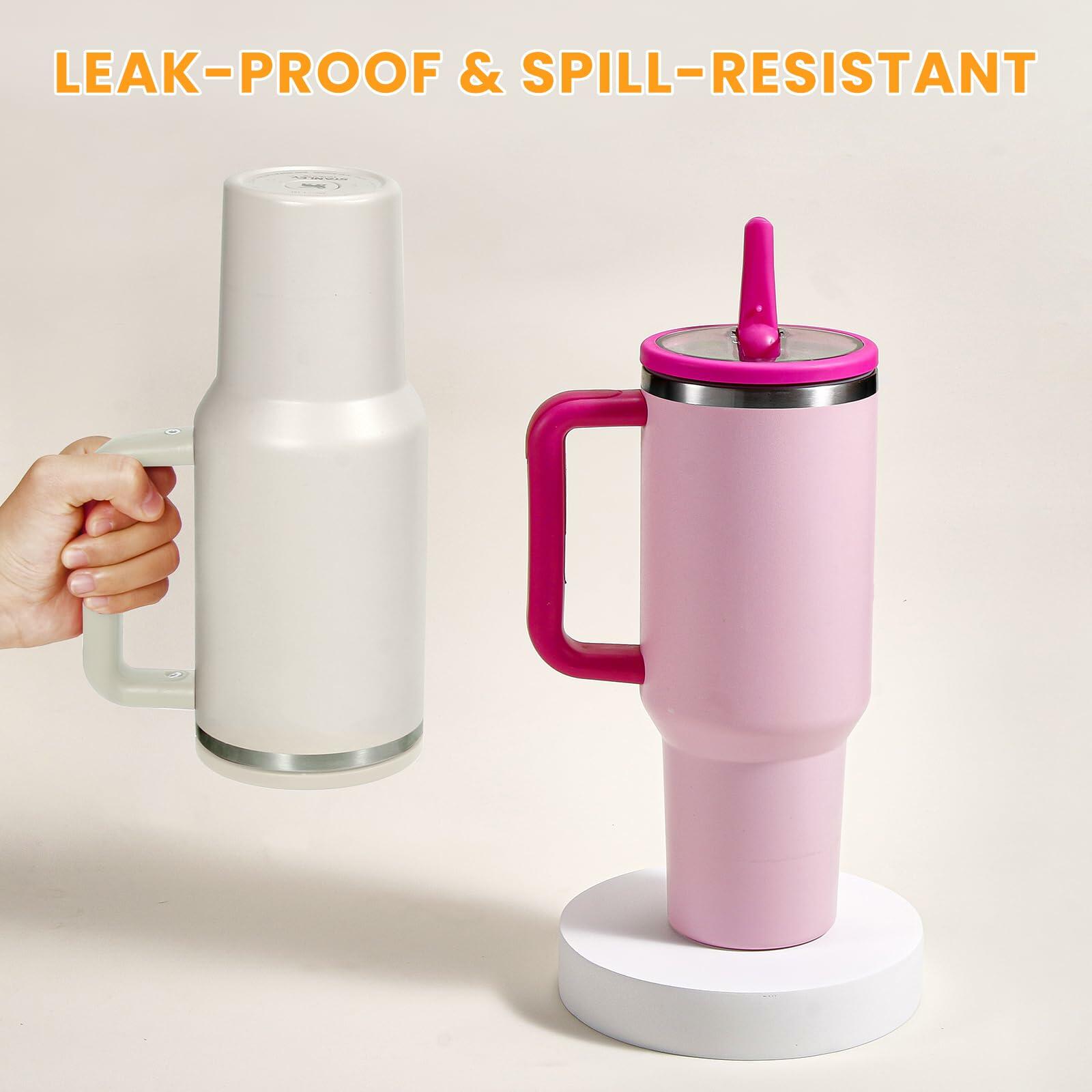 ANTAND 40oz Flip Straw Leak Proof Lid Stanley H2.0 Quencher 2 Pack Beige Matcha