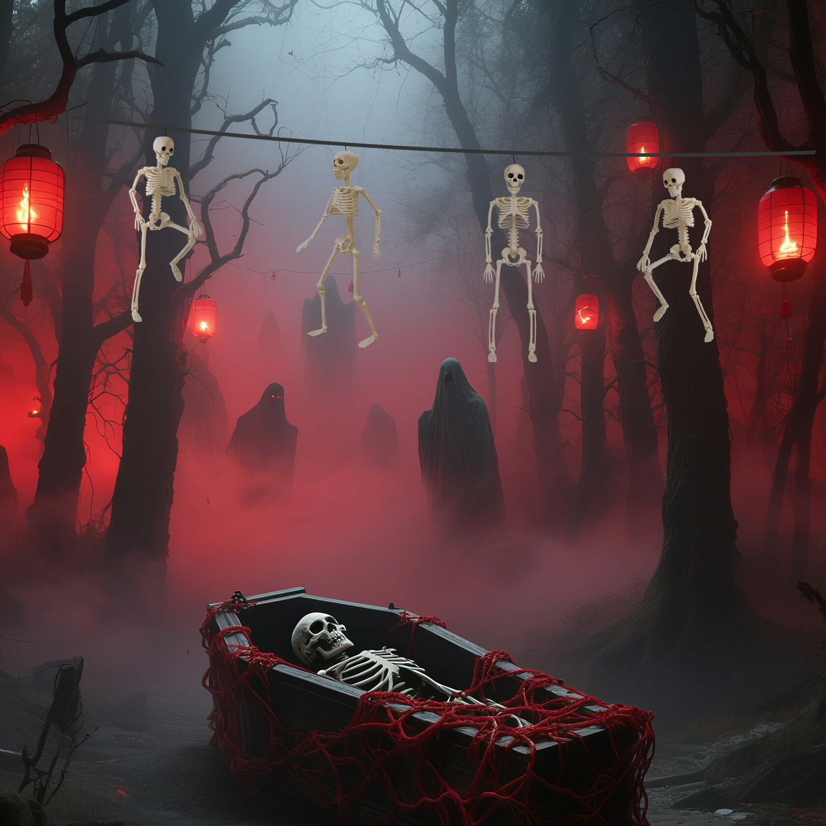 GONOSEED 5PCS 16in Posable Halloween Skeletons Hanging Decor Plastic