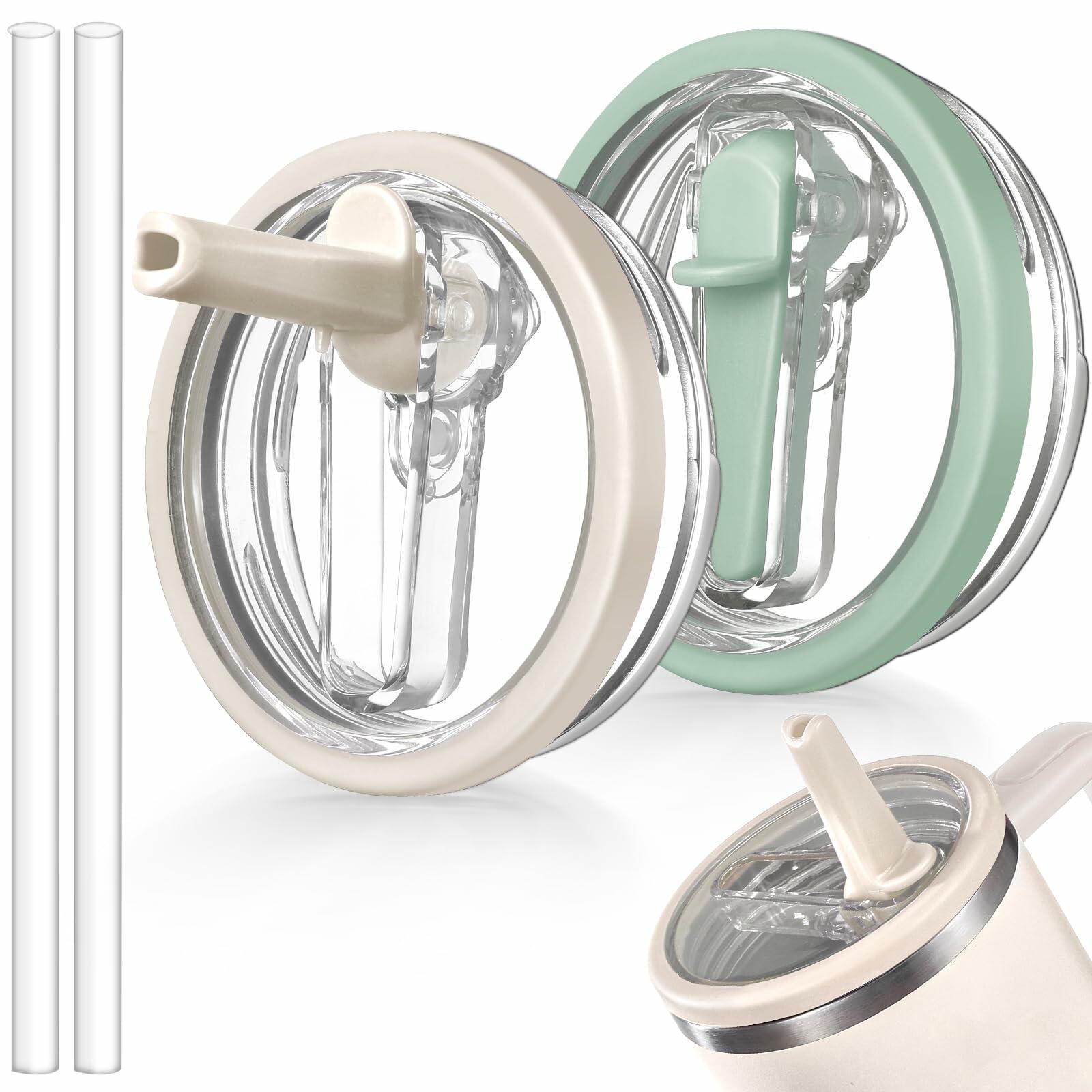 ANTAND 40oz Flip Straw Leak Proof Lid Stanley H2.0 Quencher 2 Pack Beige Matcha