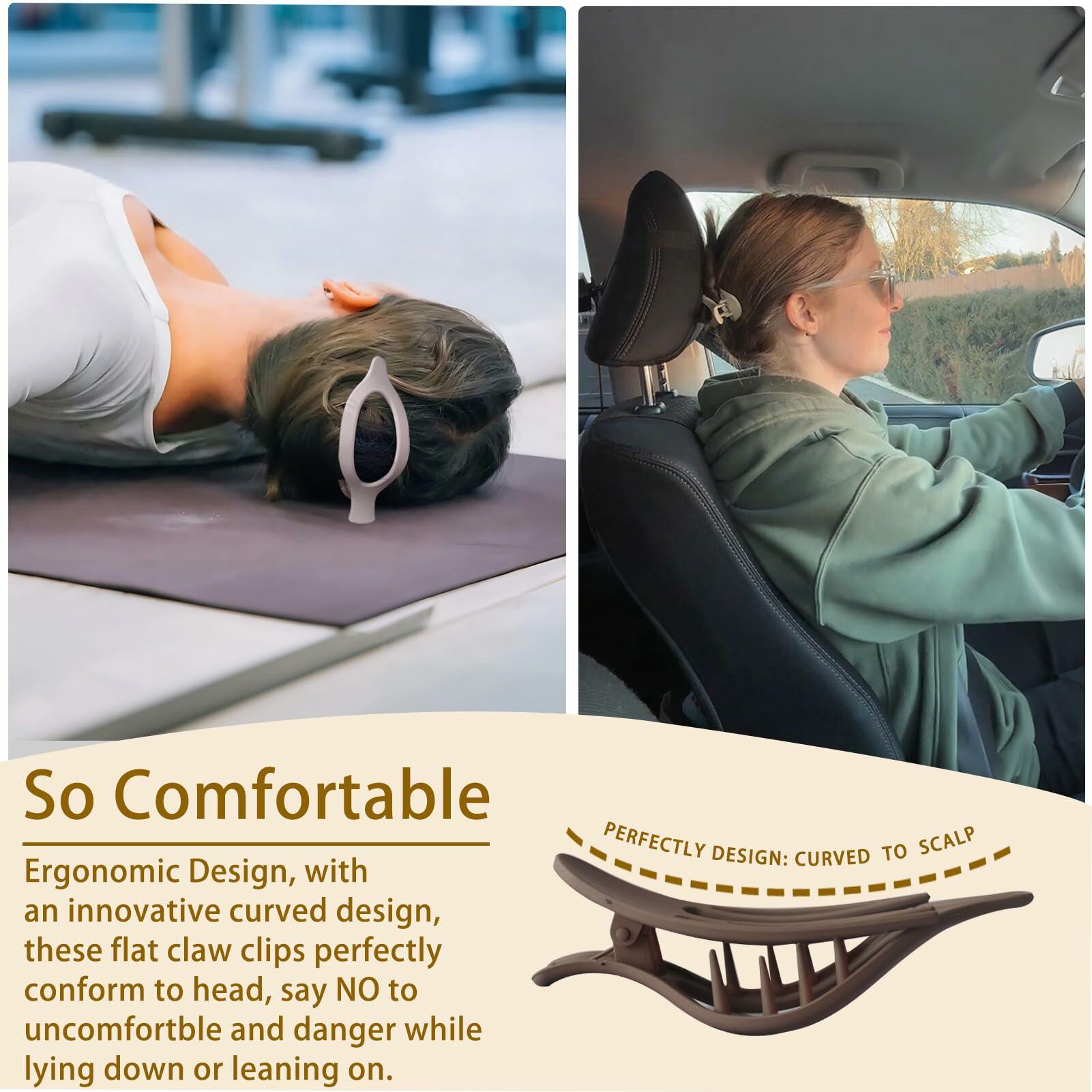 GKETN 6 Pack Flat Hair Claw Clips Matte Neutral Color Duck Billed Barrettes