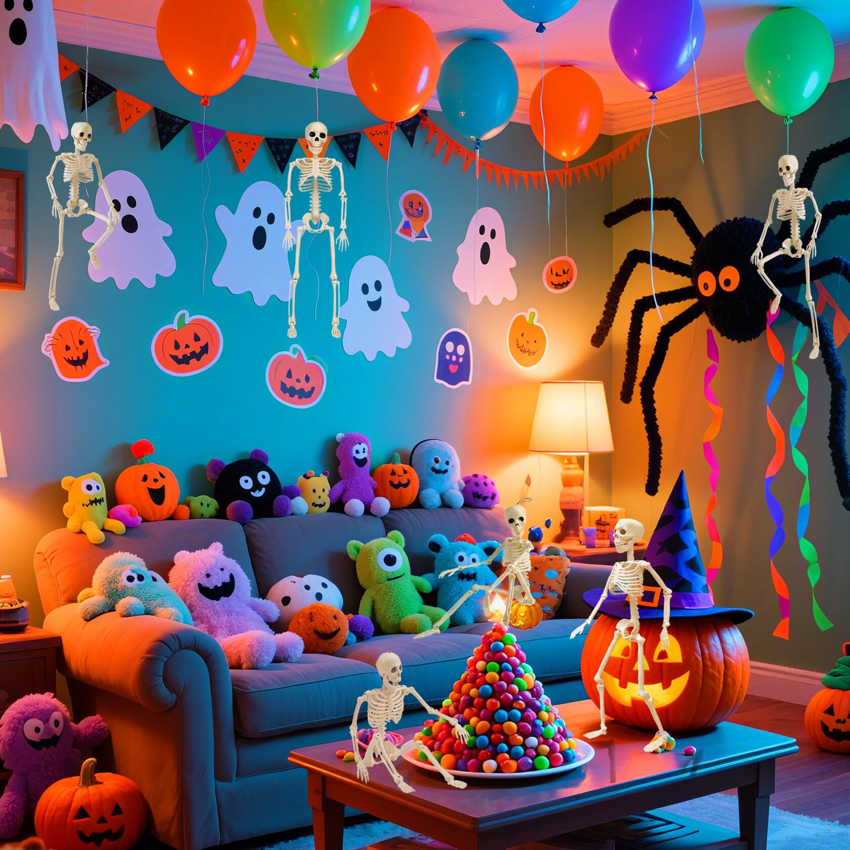 GONOSEED 5PCS 16in Posable Halloween Skeletons Hanging Decor Plastic