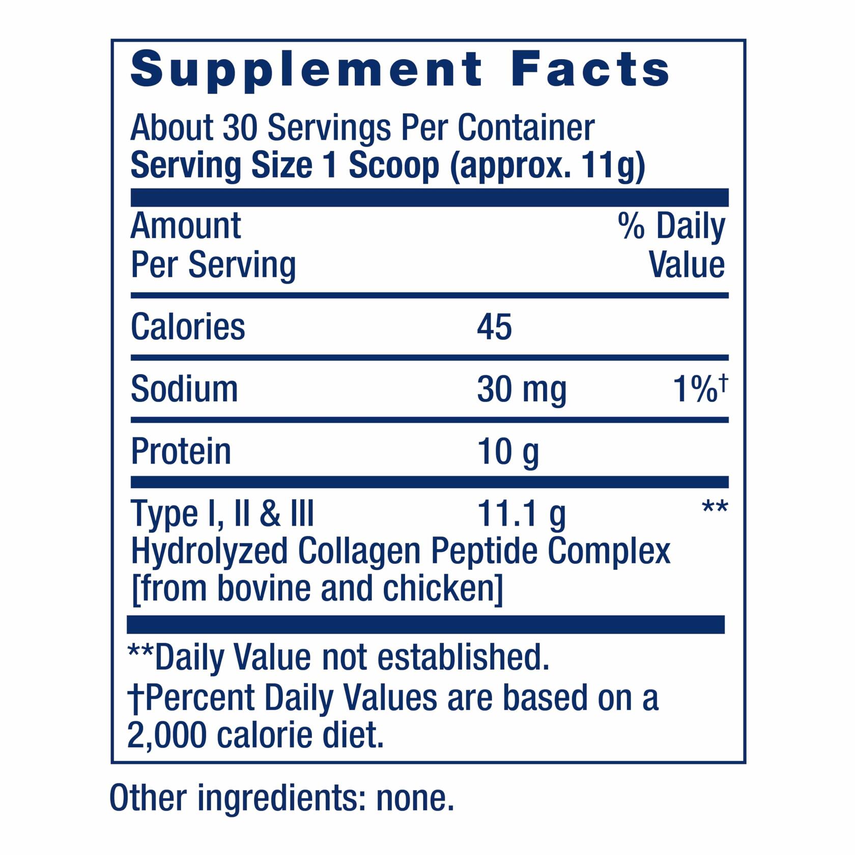 Life Extension Collagen Peptides Types I II III Powder 343g Gluten Free Non-GMO