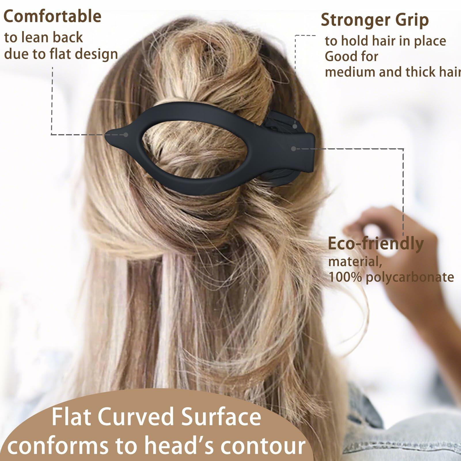 GKETN 6 Pack Flat Hair Claw Clips Matte Neutral Color Duck Billed Barrettes