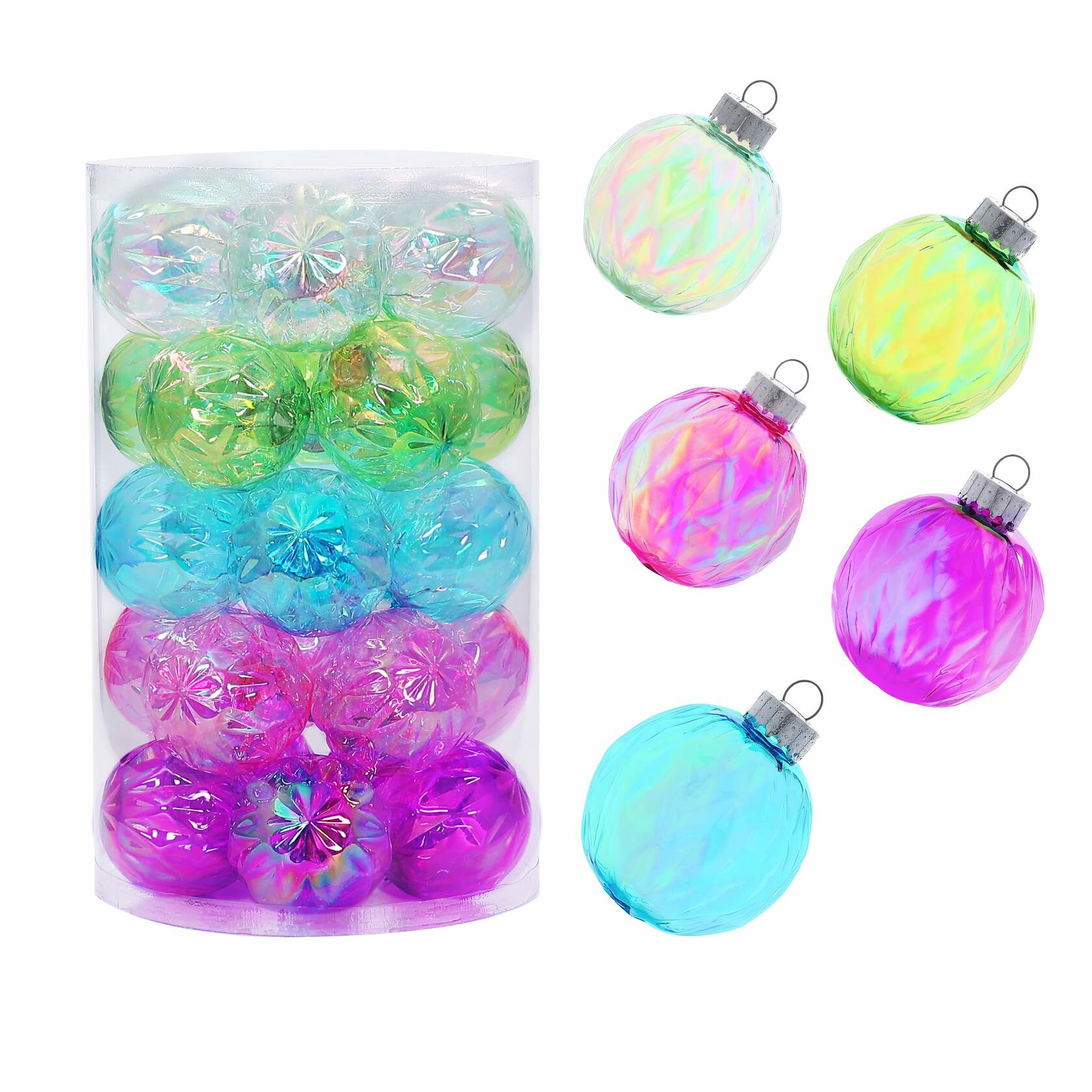 MOONET 25Pcs 2.64in Shatterproof Colored Christmas Decoration Balls Style-2
