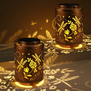 Tepaken 2 Pack Solar Lanterns Outdoor Waterproof Metal Hanging LED Lights Gold
