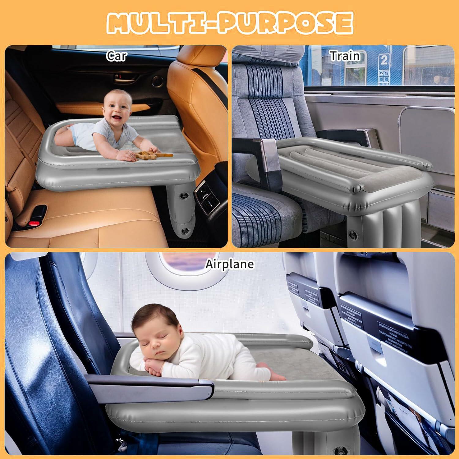 Maigandamai Inflatable Toddler Airplane Bed Travel Bed Grey 30.7x20.9x23.6"