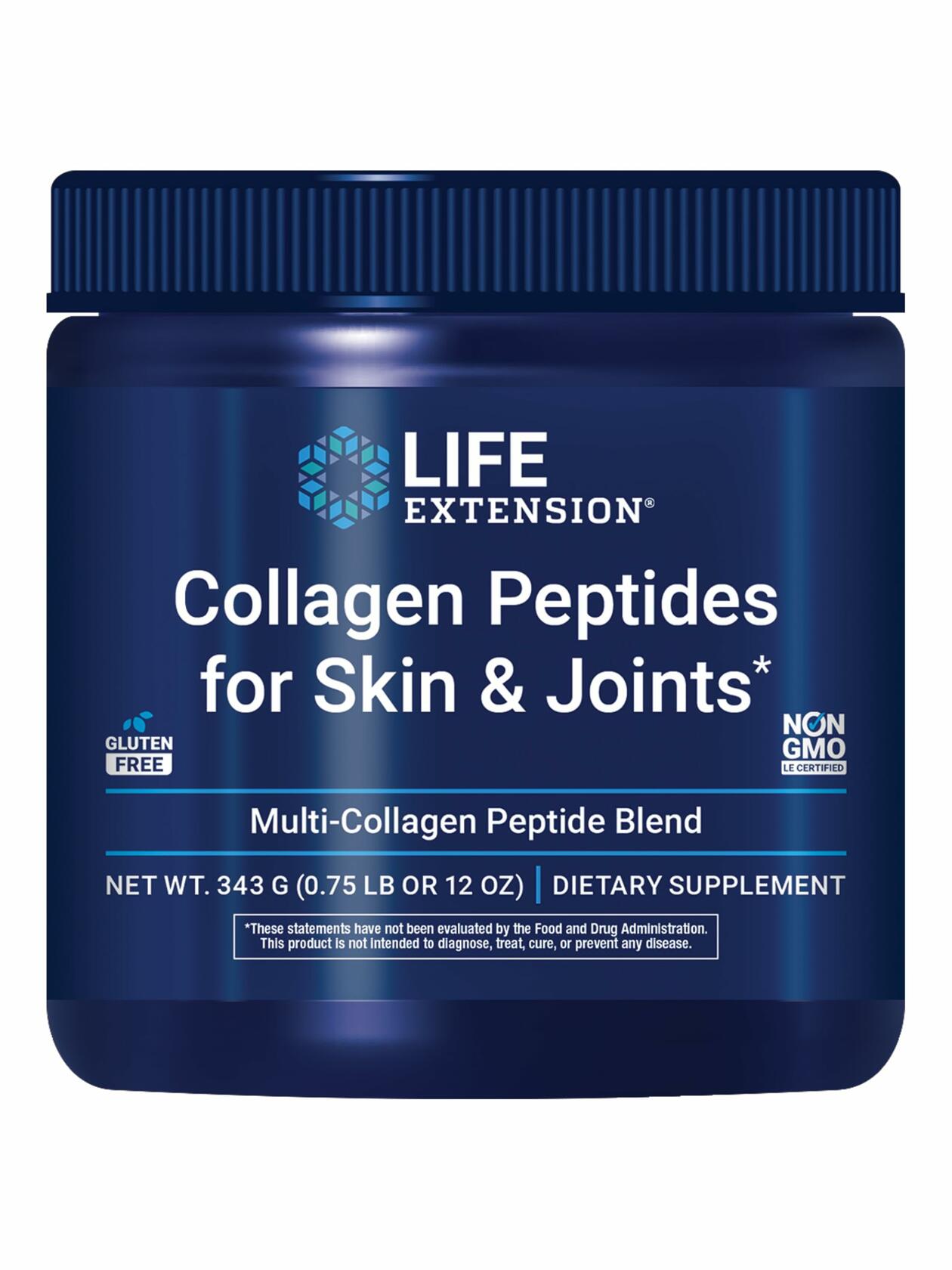 Life Extension Collagen Peptides Types I II III Powder 343g Gluten Free Non-GMO