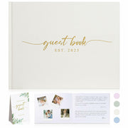 1DOT2 Wedding Guest Book 2025 Linen Photo Beige 100 Pages Acid Free Paper