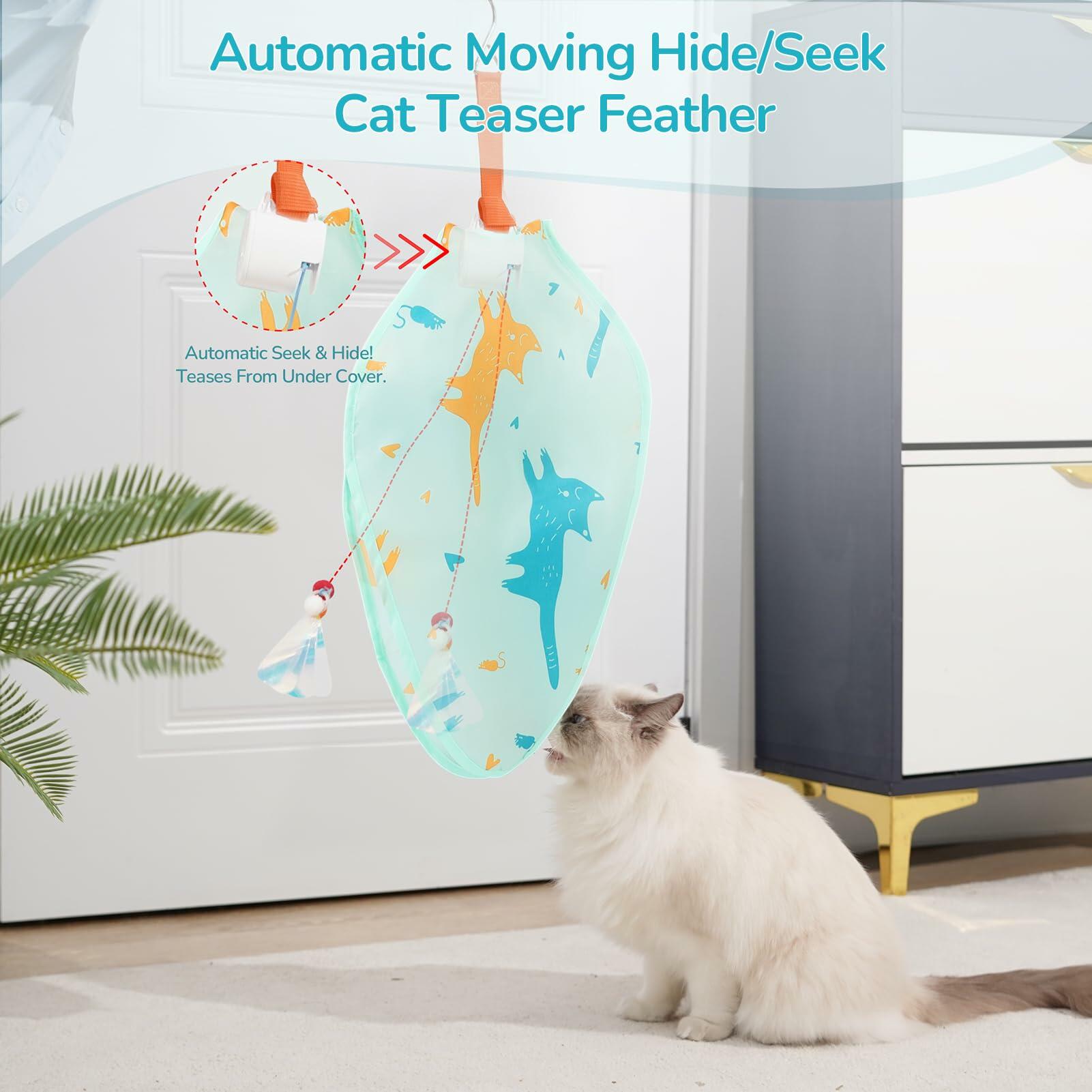 Zenjo Rechargeable Automatic Cat Feather Teaser Toy Motion Activated Color