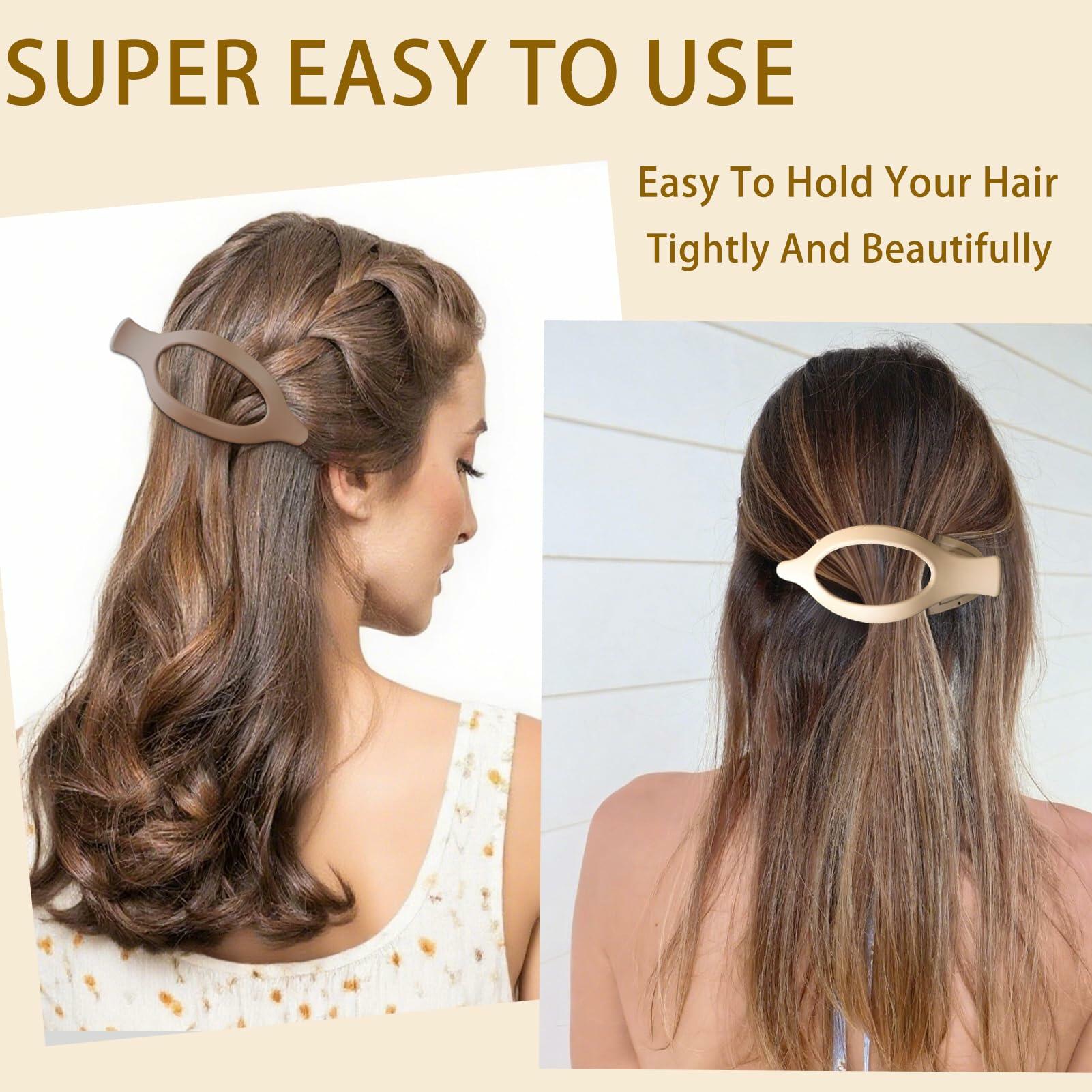 GKETN 6 Pack Flat Hair Claw Clips Matte Neutral Color Duck Billed Barrettes