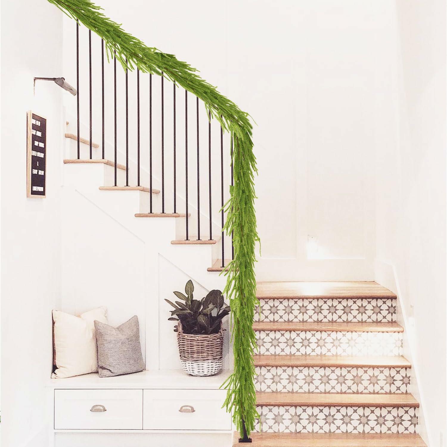 Choonshow 2PCS 6FT Norfolk Faux Pine Christmas Garland Green Decoration