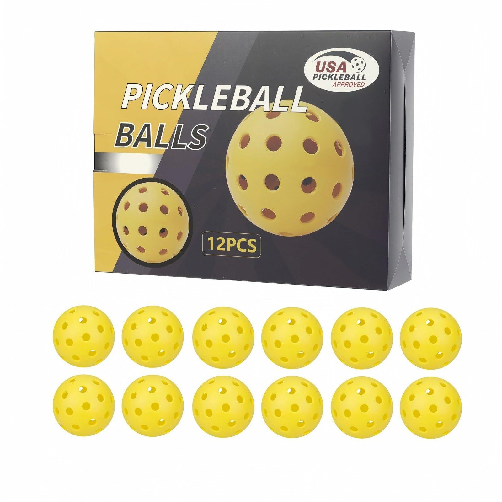Seiyeje Pickleball Balls 12 Pack USAPA Approved Outdoor High Visibility