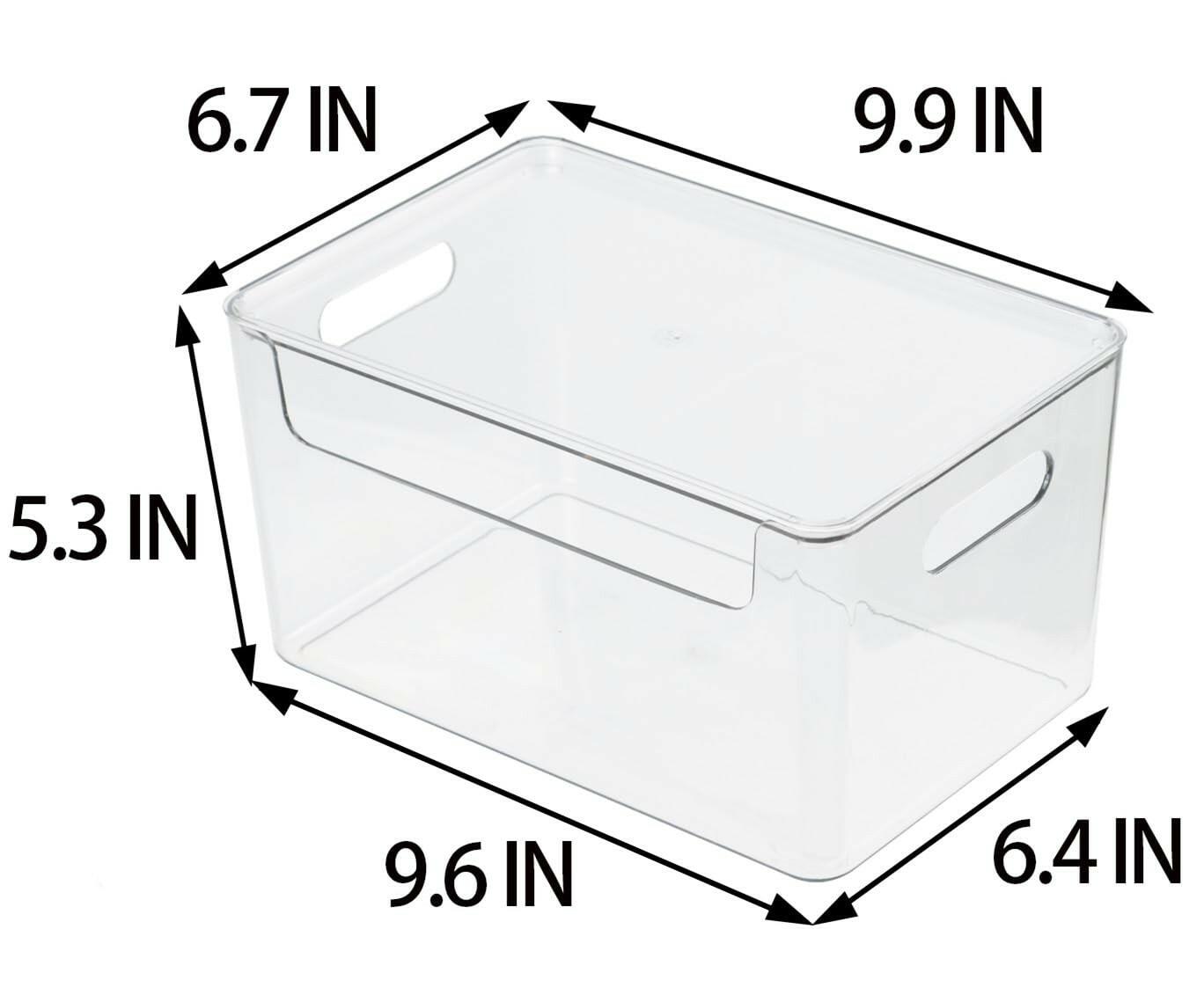 ZEXALOR Clear Plastic Storage Bin with Lid Stackable 2pc 10x6.7x5.3"