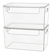 ZEXALOR Clear Plastic Storage Bin with Lid Stackable 2pc 10x6.7x5.3"