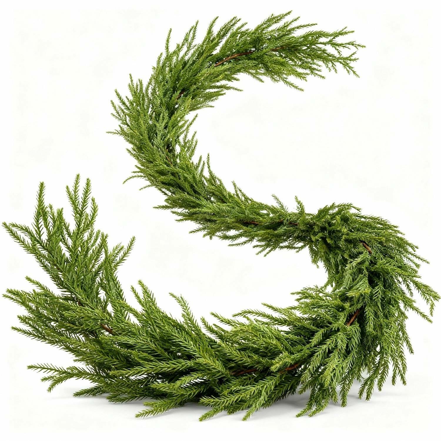 Choonshow 2PCS 6FT Norfolk Faux Pine Christmas Garland Green Decoration