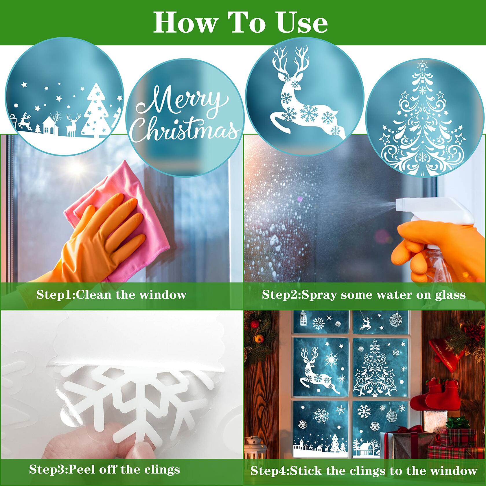 LOKIPA Christmas Window Clings Large Black Snowflakes Decals for Window