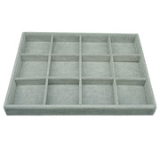 AIRZSNRY Large Velvet Jewelry Tray Drawer Organizer 12 Grid Grey