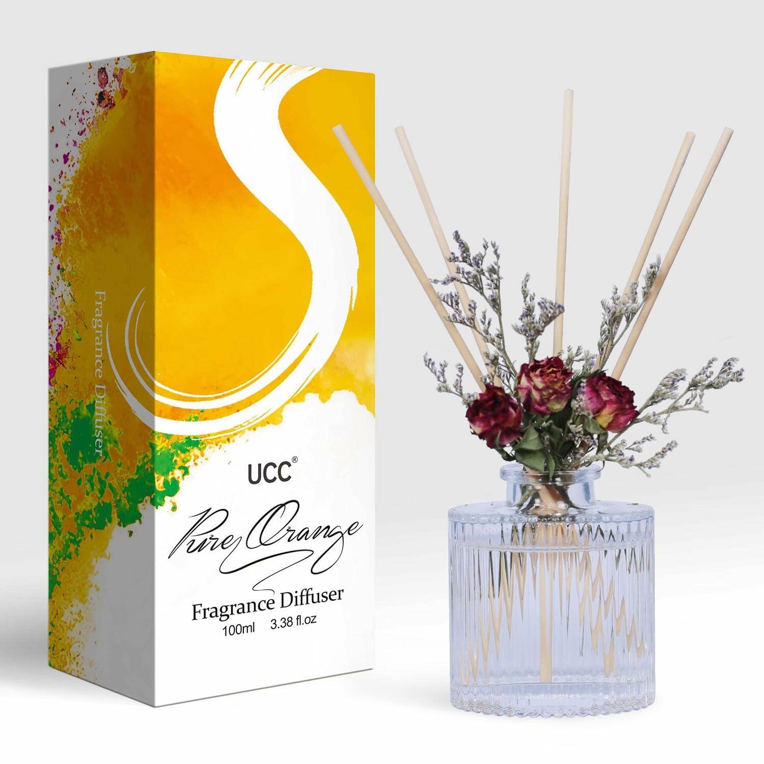 UCC Reed Diffuser Set 3.38oz Pure Orange Scented Glass Home Fragrance
