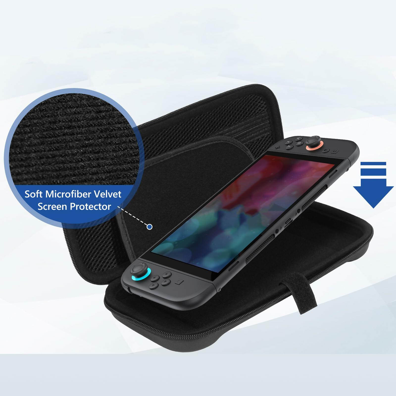 MIXPOET Switch 2 Carrying Case 10 Game Card Slots Portable Pouch Black