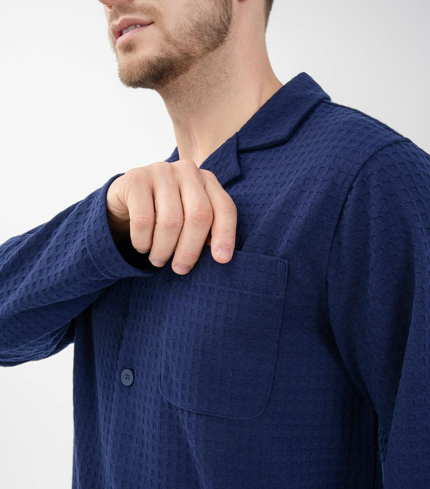 DAVID ARCHY Mens Waffle Pajamas Set Notched Collar Winter Sleepwear Blue XXL