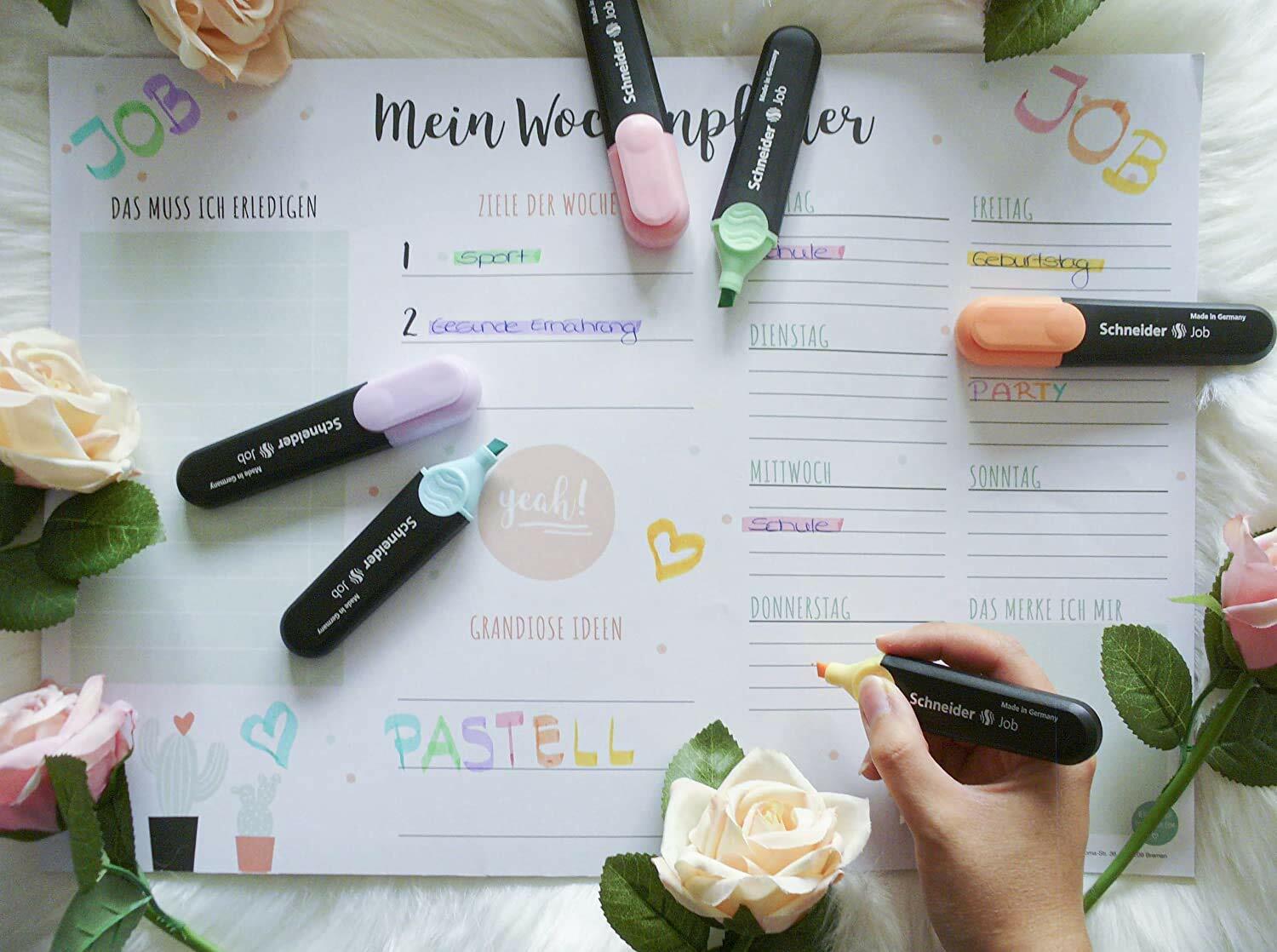 Schneider Highlighter Textmarker Job Pastell Set 6 Stück 50-115097