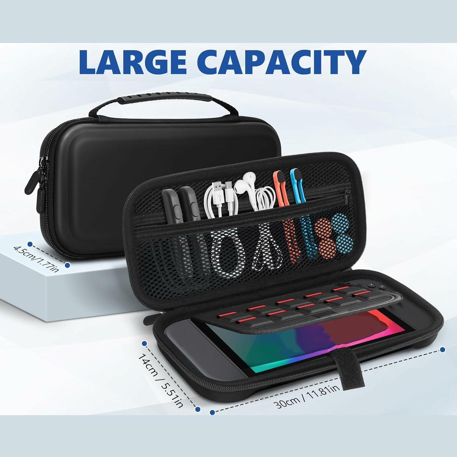 MIXPOET Switch 2 Carrying Case 10 Game Card Slots Portable Pouch Black