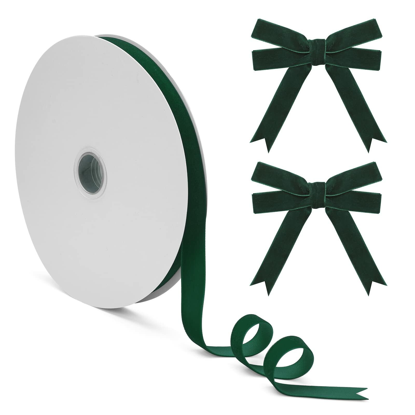 Coowayze Dark Green Velvet Ribbon 1 Inch x 10 Yd Vintage Christmas Crafting