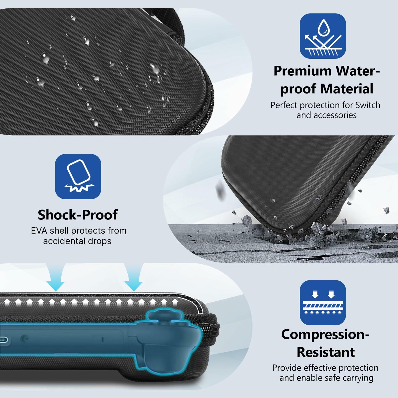 MIXPOET Switch 2 Carrying Case 10 Game Card Slots Portable Pouch Black