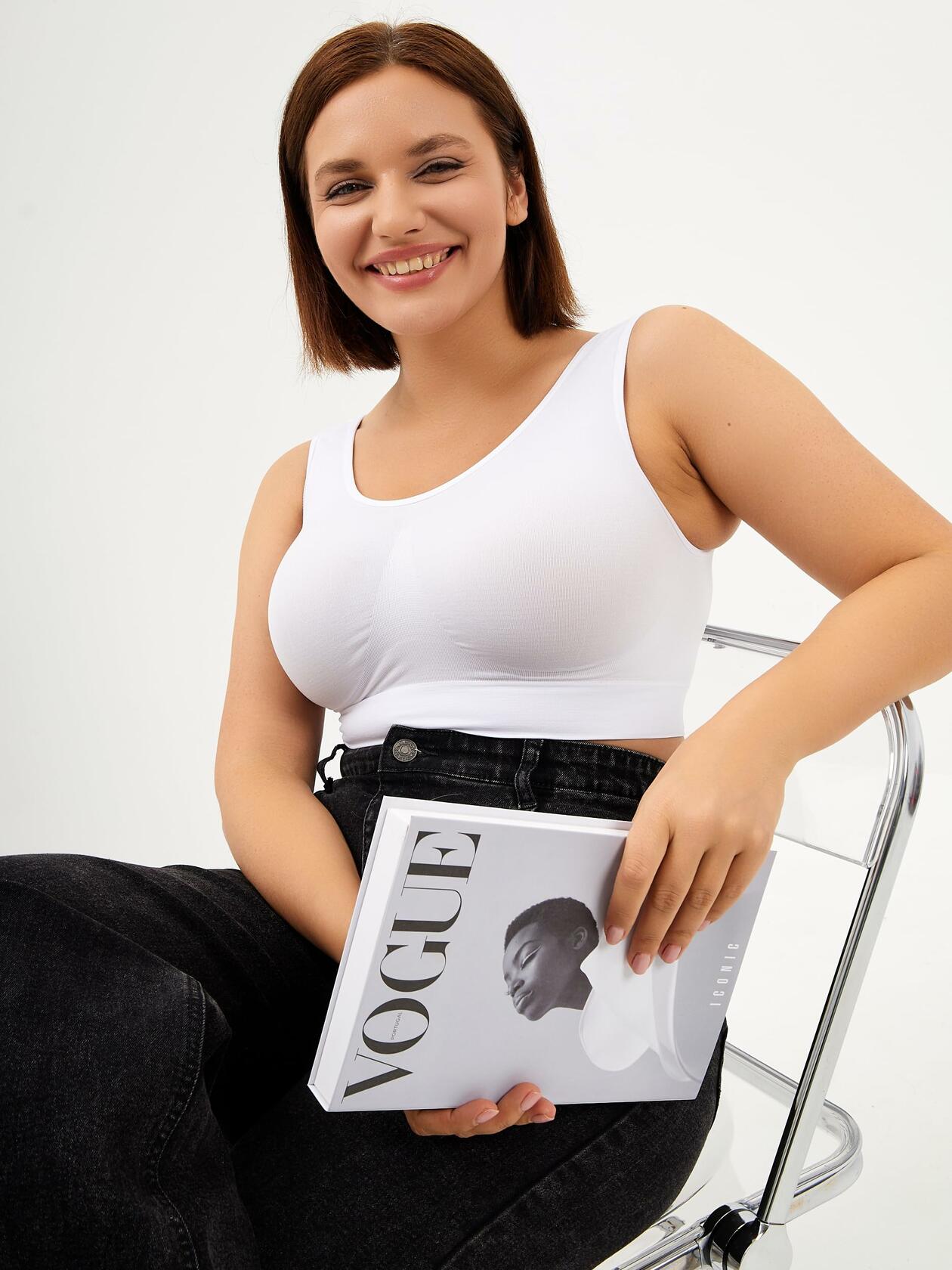 FRAUTAG Sports Bras Wireless Seamless Yoga Bras 2 Pack White Size L