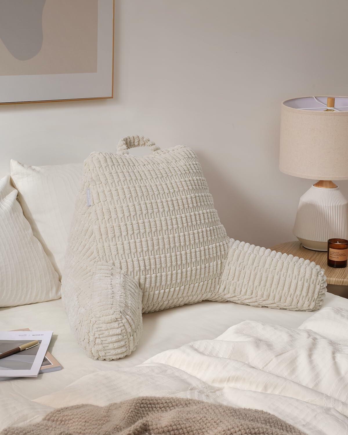 Blissful Diary Reading Pillow Backrest Shredded Memory Foam 18in Off White