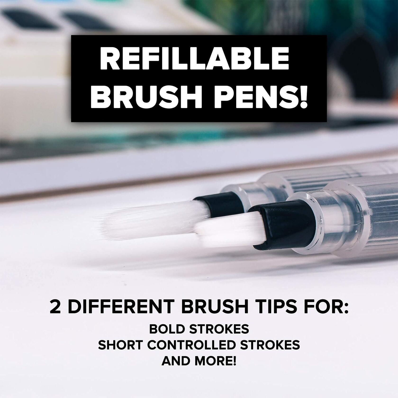 GenCrafts Watercolor Paint Palette 48 Colors with 2 Brush Pens & 15 Sheets